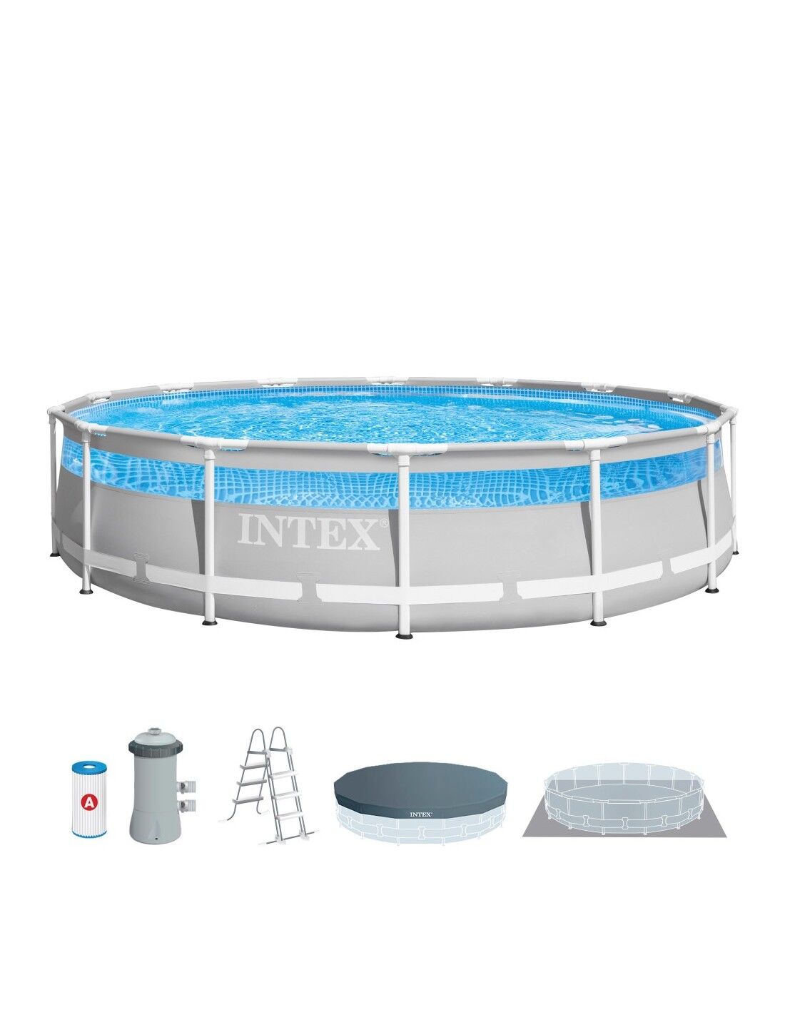 Piscina redonda destacável Prism Frame Clearview 12.706 litros com estação de tratamento - Intex